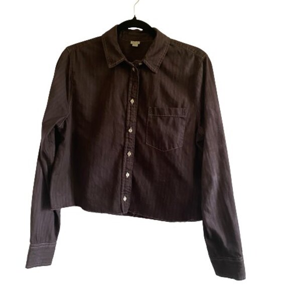 Aerie Crop Raw Edge Washed Out Black Size M - Picture 1 of 10